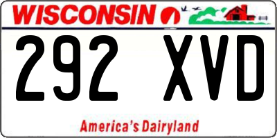 WI license plate 292XVD