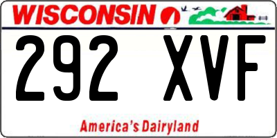 WI license plate 292XVF
