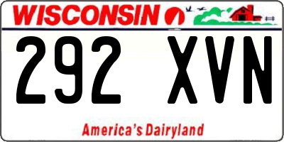 WI license plate 292XVN