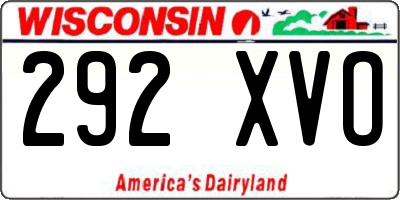 WI license plate 292XVO