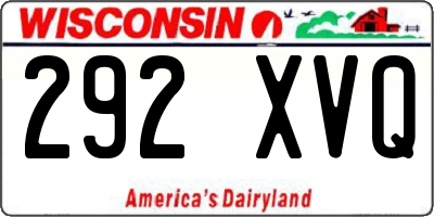 WI license plate 292XVQ
