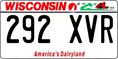 WI license plate 292XVR