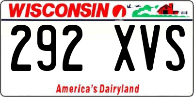 WI license plate 292XVS