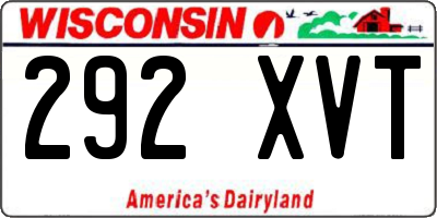 WI license plate 292XVT