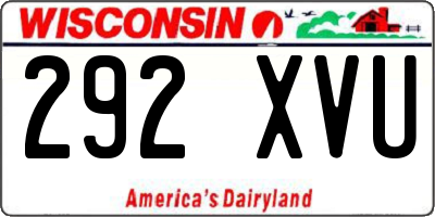 WI license plate 292XVU