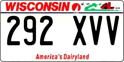 WI license plate 292XVV