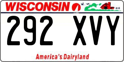 WI license plate 292XVY