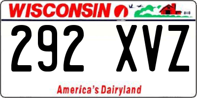 WI license plate 292XVZ