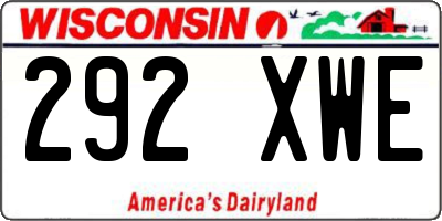 WI license plate 292XWE