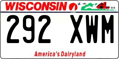 WI license plate 292XWM