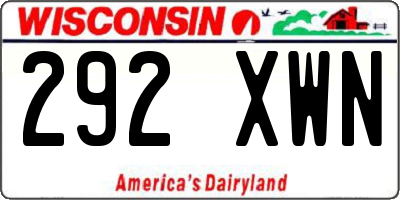 WI license plate 292XWN