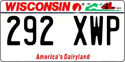 WI license plate 292XWP