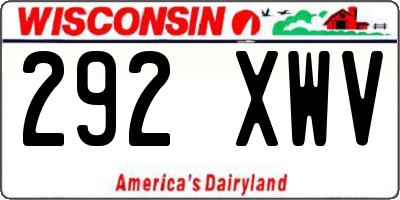 WI license plate 292XWV