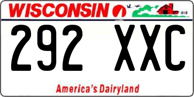 WI license plate 292XXC