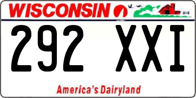 WI license plate 292XXI