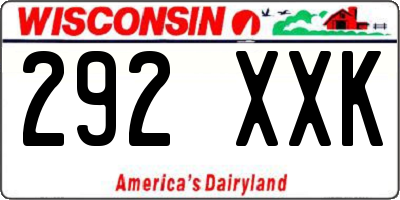 WI license plate 292XXK