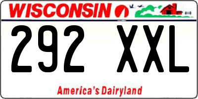 WI license plate 292XXL