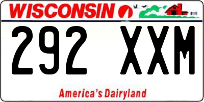 WI license plate 292XXM