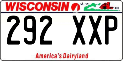 WI license plate 292XXP