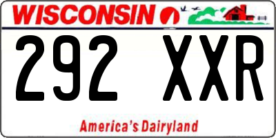WI license plate 292XXR