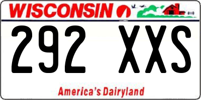 WI license plate 292XXS