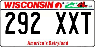 WI license plate 292XXT