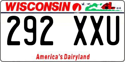 WI license plate 292XXU