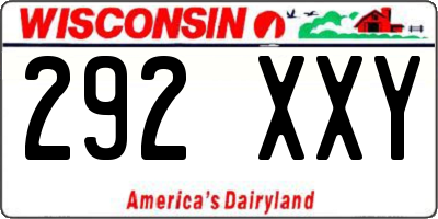 WI license plate 292XXY