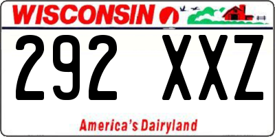 WI license plate 292XXZ