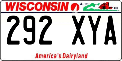 WI license plate 292XYA