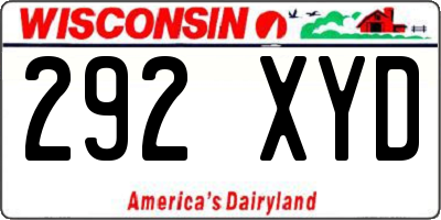 WI license plate 292XYD