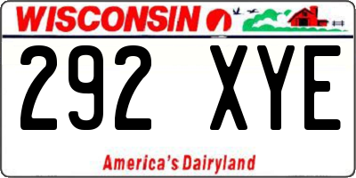 WI license plate 292XYE
