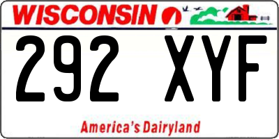 WI license plate 292XYF