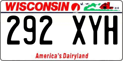 WI license plate 292XYH