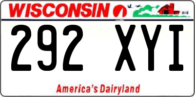 WI license plate 292XYI