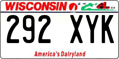 WI license plate 292XYK