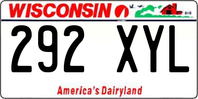 WI license plate 292XYL