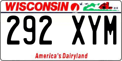 WI license plate 292XYM