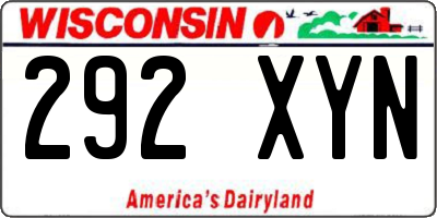 WI license plate 292XYN
