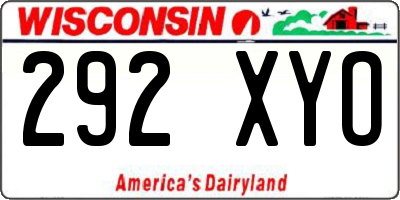 WI license plate 292XYO