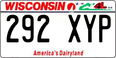 WI license plate 292XYP