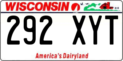 WI license plate 292XYT