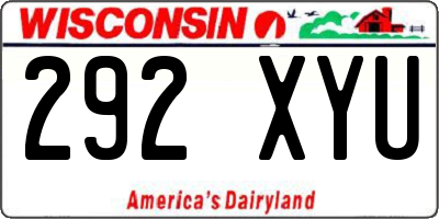 WI license plate 292XYU