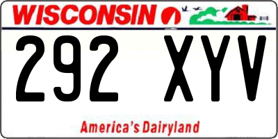 WI license plate 292XYV