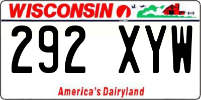 WI license plate 292XYW