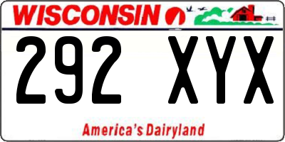 WI license plate 292XYX