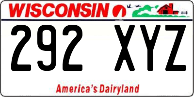 WI license plate 292XYZ
