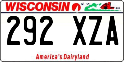 WI license plate 292XZA