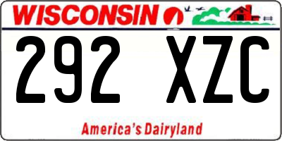 WI license plate 292XZC