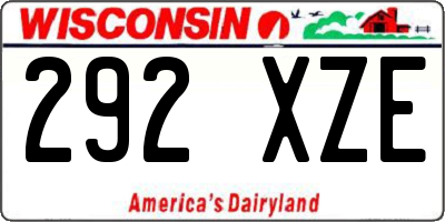 WI license plate 292XZE